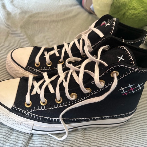 Converse Black High-Tops with White Accents - Picture 2 of 6